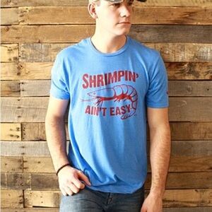 Fleurty Girl Shrimpin’ Ain’t Easy Blue Tshirt M NWT